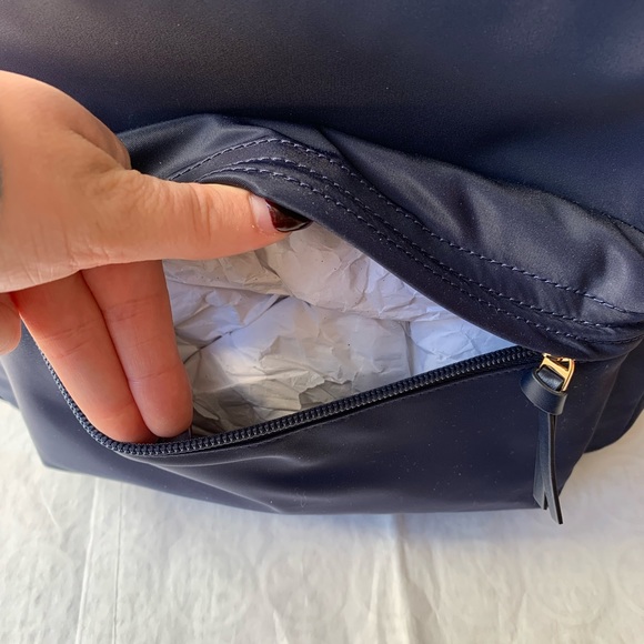 Tory Burch Ella Backpack Navy Blue Nylon - Picture 5 of 12